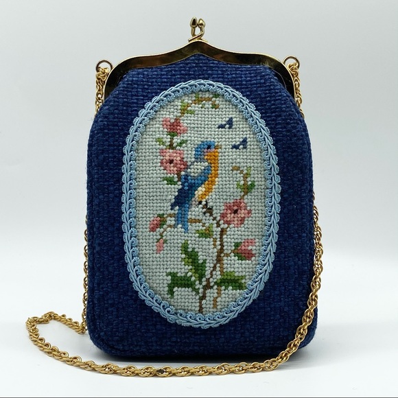 JR Found un the USA Handbags - Rare 1950’s Vintagef Needlepoint Handbag